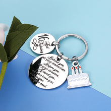 Load image into Gallery viewer, 16 Birthday Keychain Gifts for Girls Boys Teens Kids Friends Family Son Daughter Sweet 16th And Fabulous Key Chain Inspirational Gift Ideas Happy Birthday Charms Jewelry for Niece Nephew Him Her
