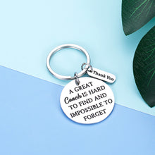 Load image into Gallery viewer, Appreciation Keychain Gifts For Coach Leaving Going Away Retirement Thank You Christmas Birthday Gifts Coach is Hard to Find And Impossible to Forget Key Chain Social Worker Volunteer Jewelry
