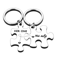 Load image into Gallery viewer, Couple Keychain Gifts for Husband Wife Him Her Stocking Stuffer Birthday Wedding Anniversary Valentines Gift for Girlfriend Boyfriend Women Men Novelty Puzzle Piece Key Chain Pendant Charm 2pcs
