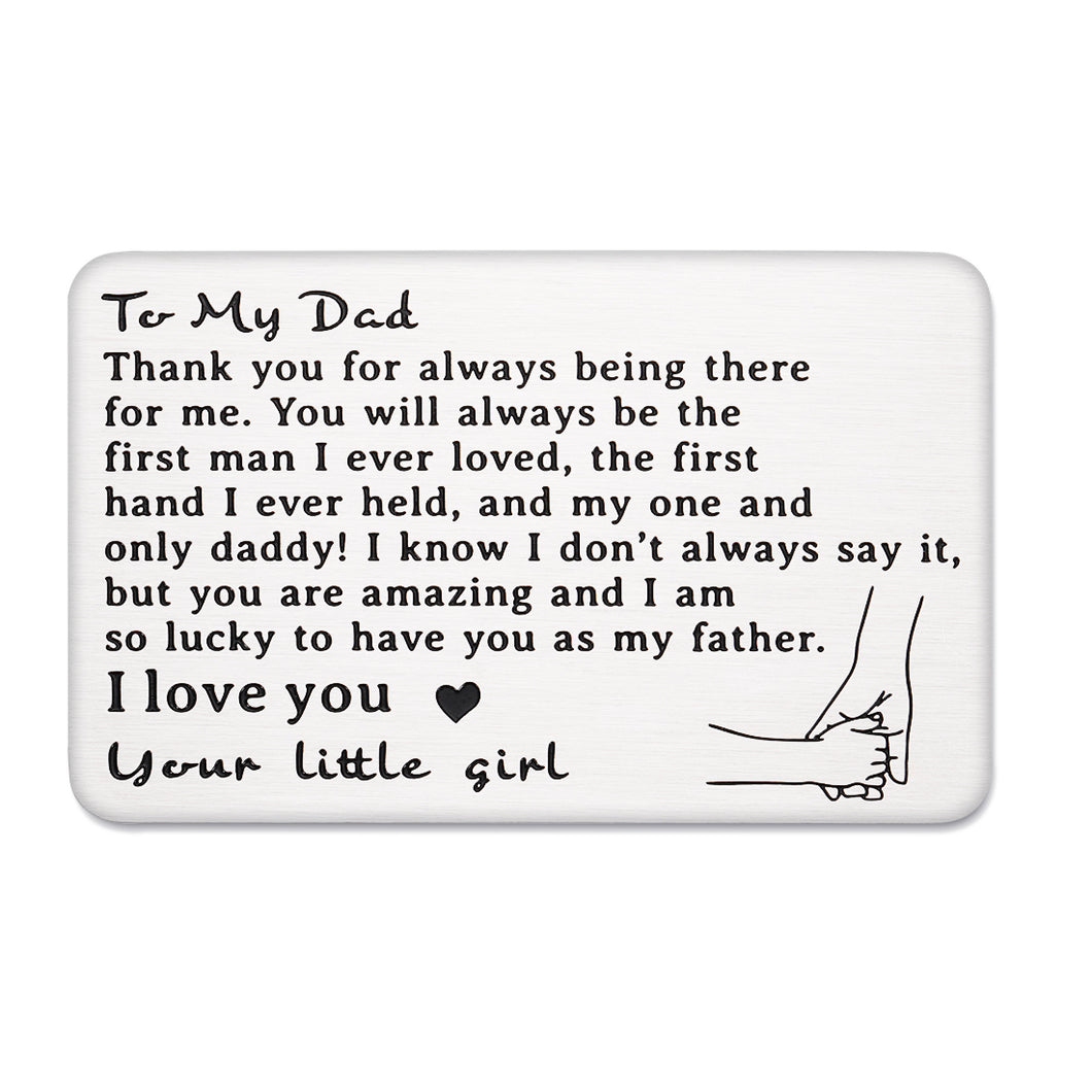 Dad Gifts from Daughter Son Metal Wallet Card Insert Daddy Father Step Dad Fathers Day Gift Mens Wedding Birthday Anniversary Valentine Christmas Gift Ideas for Husband from Wife to Daddy from Kids