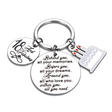 Load image into Gallery viewer, Birthday Keychain Gift Inspirational Gifts For Women Men Kids Friends and Family Son daughter Sweet 18 Keychain Jewelry Gift Ideas Happy Birthday Charms Keychain to Him Her
