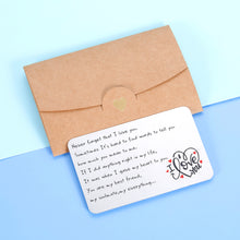 Load image into Gallery viewer, Mens Wallet Insert Card Engraved Anniversary Gif For Husband Boyfriend From Wife Girlfriend Valentines Day Gifts For Him Her Never Forget That I Love You Birthday Wedding Christmas Deployment Gifts

