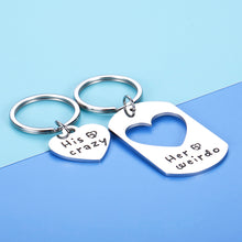 Load image into Gallery viewer, Couple Gifts For Boyfriend And Girlfriend Him Her His Crazy Her Weirdo Keychain Matching Gifts For Husband Wife Couples Stocking Stuffer For Adult Women Men Valentine&#39;s Day Anniversary Birthday Gifts
