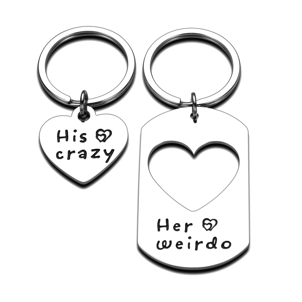 Couple Gifts For Boyfriend And Girlfriend Him Her His Crazy Her Weirdo Keychain Matching Gifts For Husband Wife Couples Stocking Stuffer For Adult Women Men Valentine's Day Anniversary Birthday Gifts