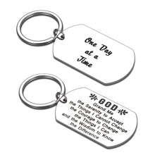 Load image into Gallery viewer, Spiritual Serenity Prayer Sobriety Keychain Gifts for Women Men Dog Tag Pendant Addiction Recovery AA Pendant Gift of Religious Grant Me Serenity Key Ring Recovery Gifts for Friends Sober Him Her
