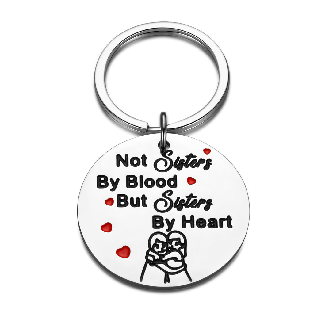 Sister Gif from Sister Not Sisters by Blood But Sisters by Heart Friendship Keychain for Women Teen Girls Birthday Gif for Her Stepsister Colleague Christmas Gif for Cousin Best friend Wedding Gif