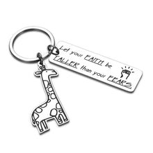 Load image into Gallery viewer, Inspirational Giraffe Keychain Gifts for Giraffe Lover Women Men Kids Teens Graduation Gifts Let Your Faith Be Taller Than Your Fears key Chain for Him Her Son Daughter Christmas Religious Gift
