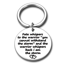 Load image into Gallery viewer, Encouragement Graduation Keychain Gifts For Women Men Teenage Girls Boys Fate Whispers To The Warrior Christmas Birthday Gifts For Friends Son Daughter Recovery Survivor Inspirational Key Chain
